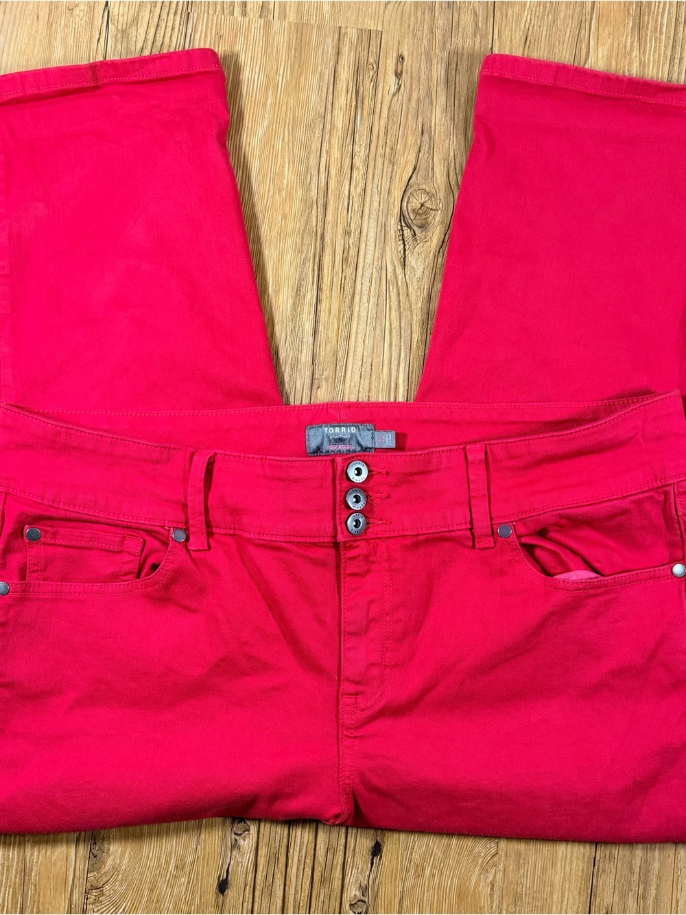 Torrid Crop Jegging Womens Size 20 Red Super Soft Stretch Skinny Jeans Plus
